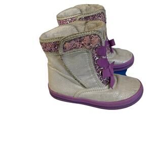 Keds Maisie Boot Toddler Girls Sz 6.5 High Top Sneakers Grey Purple Glitter